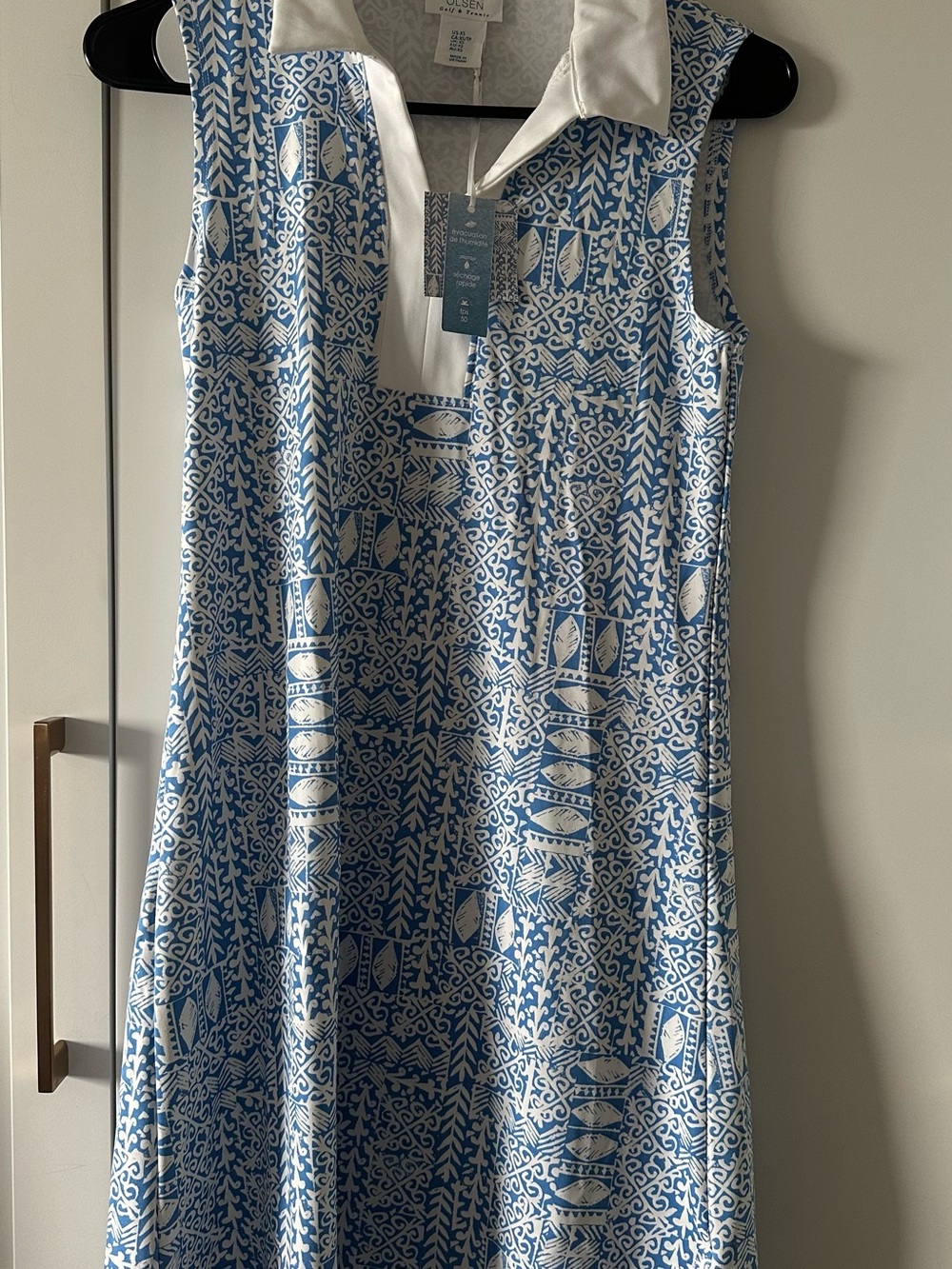 Sigrid Olsen Blue and White Printed Polo Dress